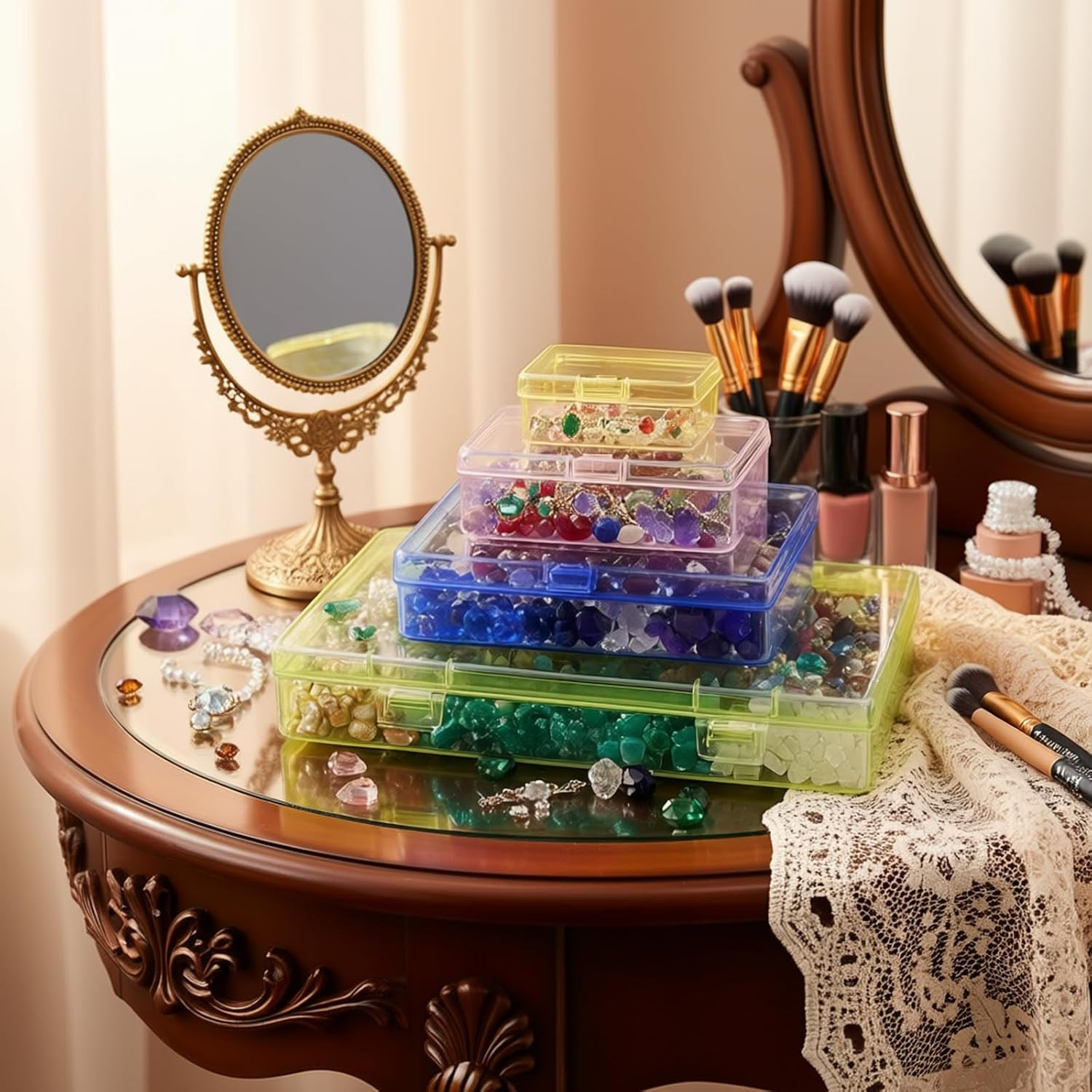 24 Pieces Mixed Sizes Colored Rectangular Plastic Boxes | Empty Storage Organize