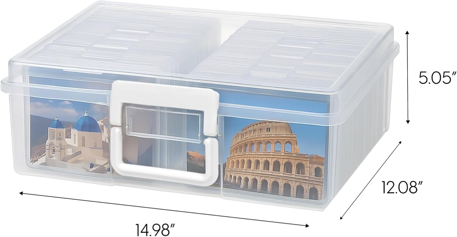 Photo Storage Box 16 Cases Fits 4×6 Pictures Cards Craft Organizer Clear 2 Pk