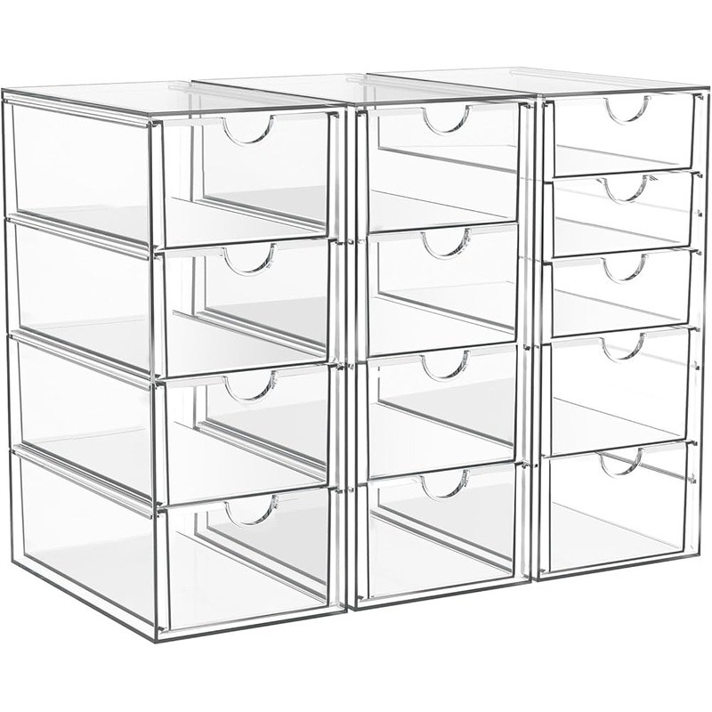 Acrylic Organizers W/ Drawers Storage Solution Makeup Office Bathroom Kitchen US