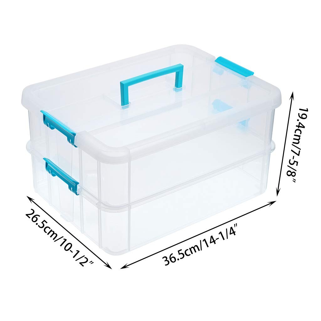 2 Layer Stack & Carry Box, Plastic Multipurpose Portable Storage Container Bo…