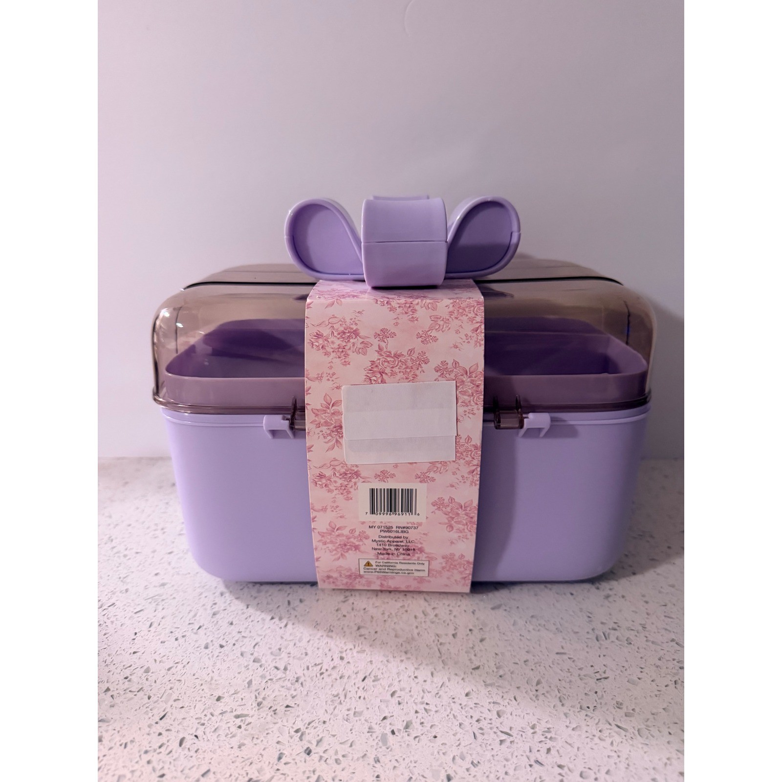 Mystic Art Supplies Multilevel Storage Box Purple Bow Handle Removable Tray NEW