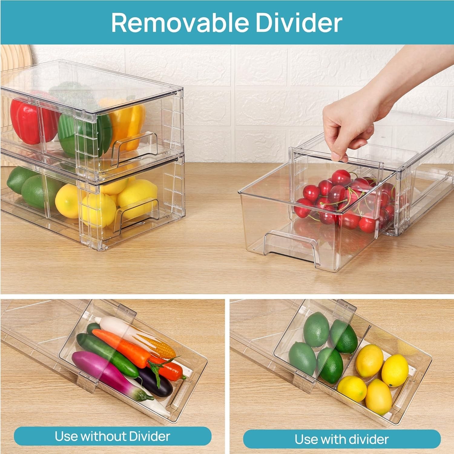 Elegant Stackable Storage Bins – Multi-Purpose Clear Drawer Organizers Set of 4