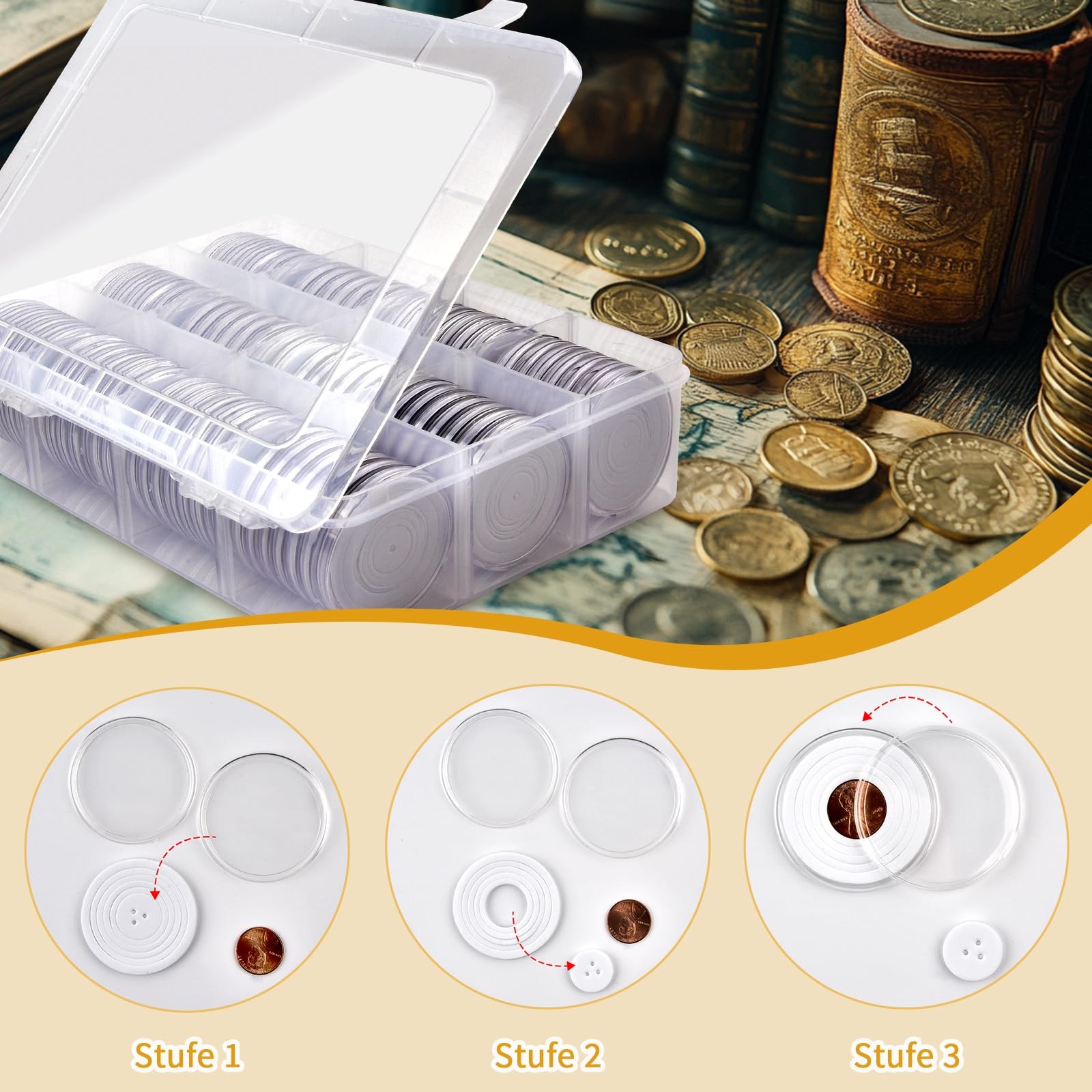 84pcs 46mm Coin Capsules, with Foam Seal and Plastic Storage Organizer …