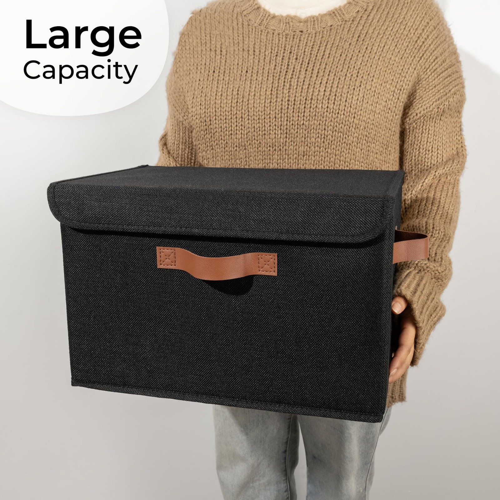 Storage Boxes with Lids, 2 Pack Crates Storage Fabric, Collapsible Or…