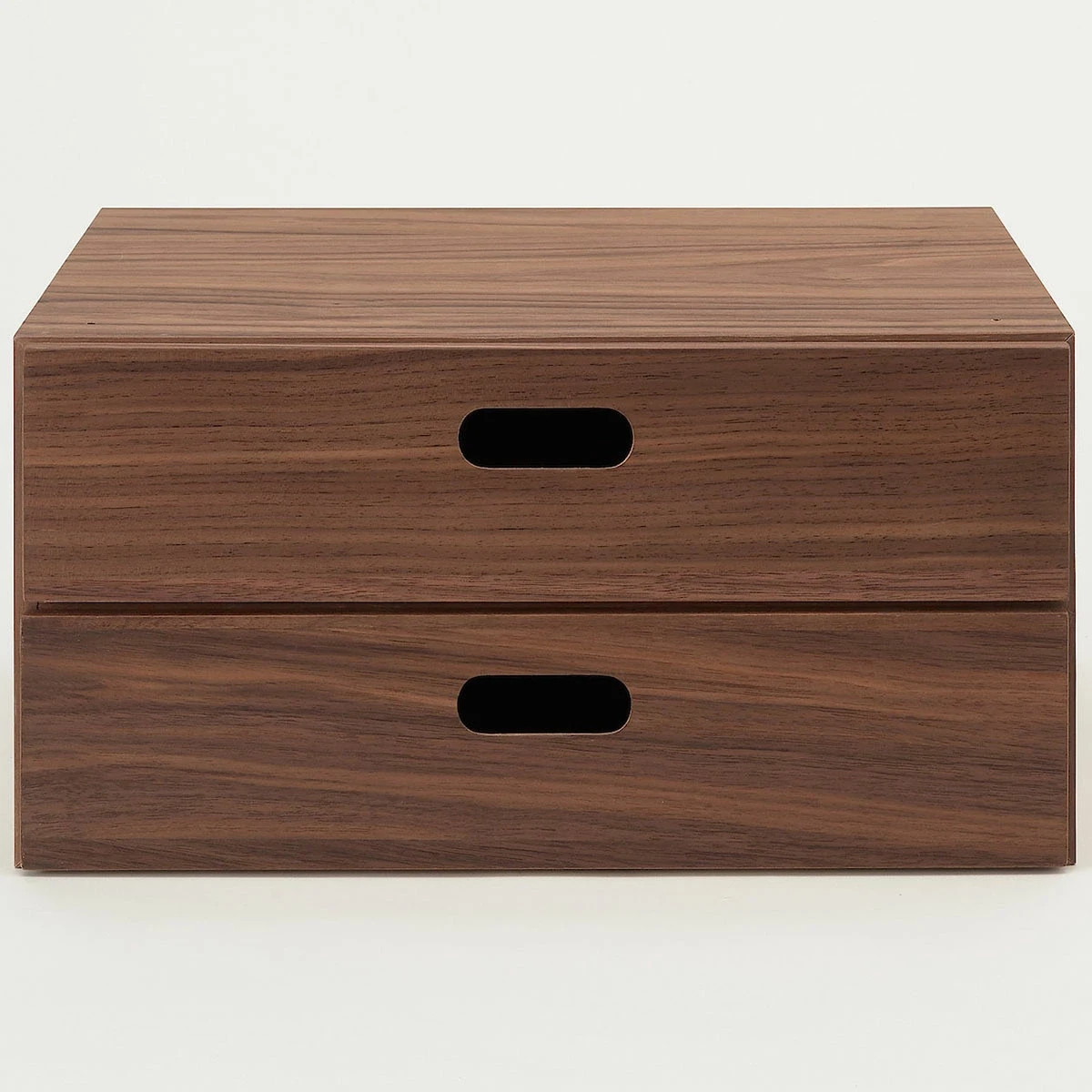 MUJI Stacking Chest Half 2 Drawer Dark Brown Oak Veneer Storage Japan
