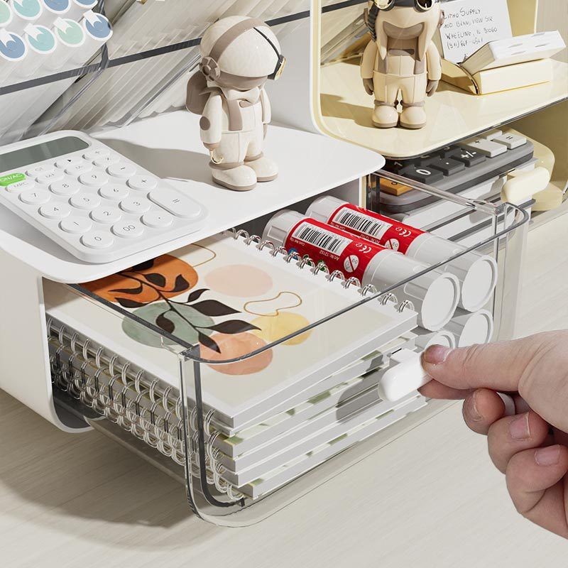 Multi-Compartment Desktop Organizer ABS Plastic for Cosmetics & Office Supplies