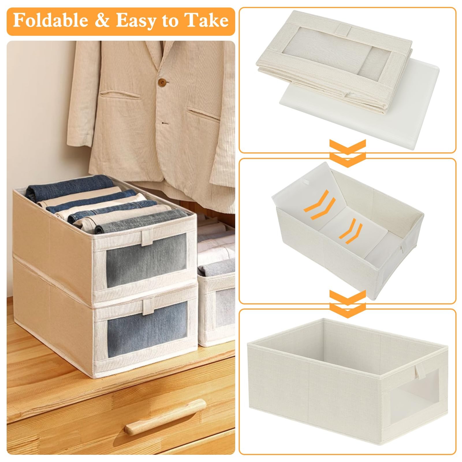 8 Piece Drawer Organizer System Cabinet Organizer, Foldable Storage Bo…