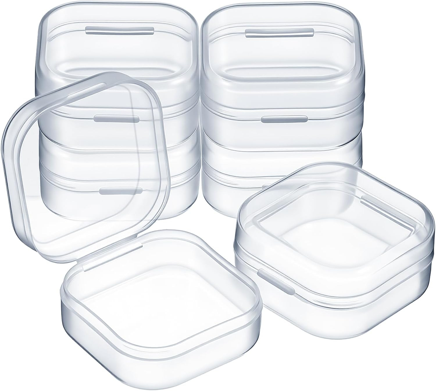 6 Pack Small Plastic Flip Lid Container Mini Plastic Clear Beads Storage Contain