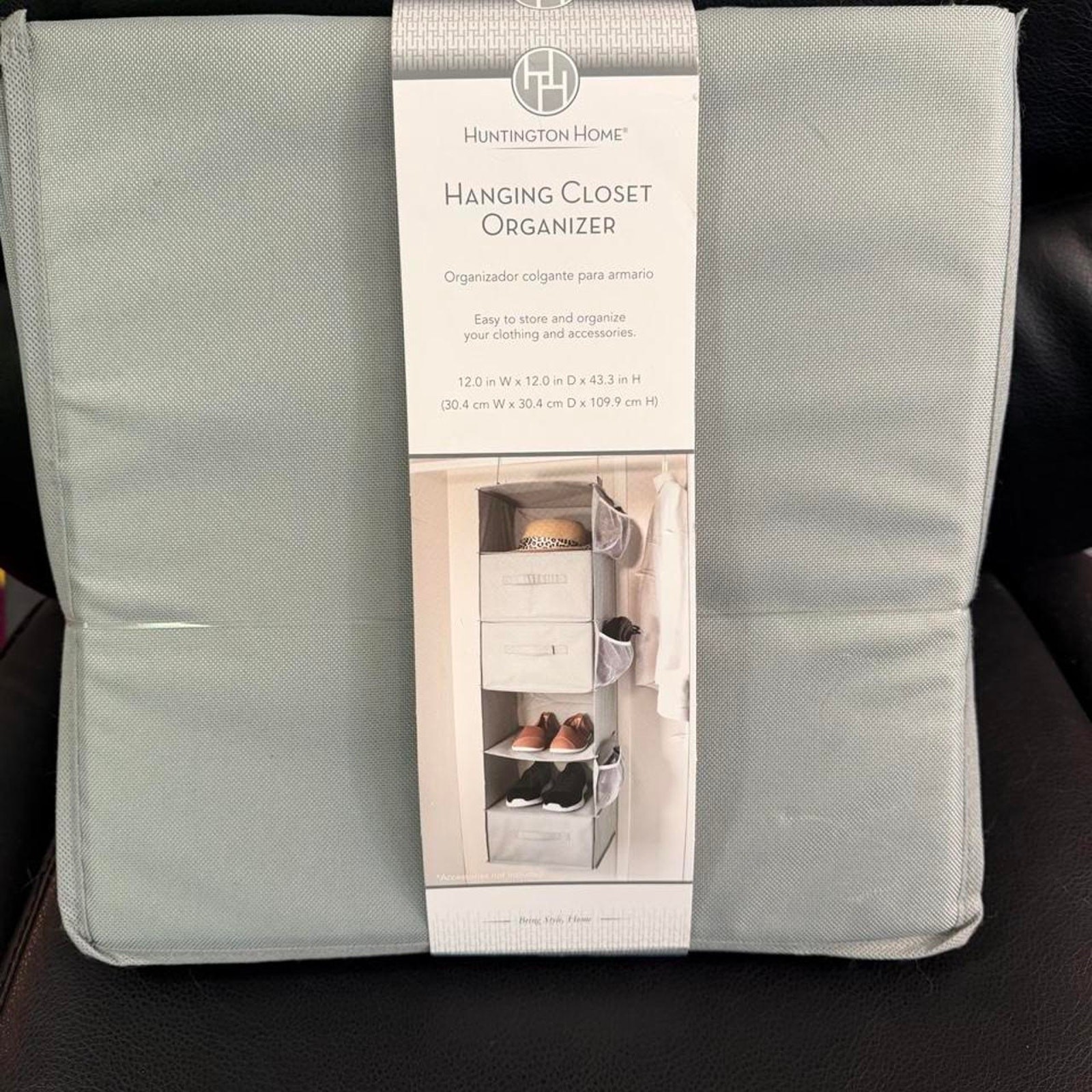 Huntington Home Hanging Closet Organizer Gray 12x12x43.3 Storage Shelves NWT