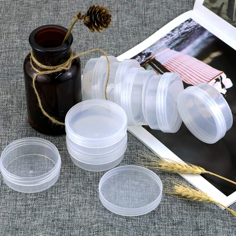 20Pack Round Clear Frosted Plastic Bead Storage Containers Box Case with Scre…