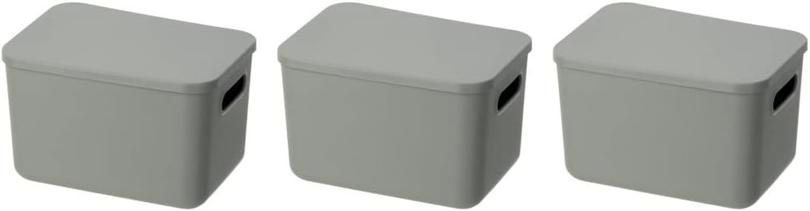 Stackable Grey Plastic Storage Bin with Lid for Home & Office Organization