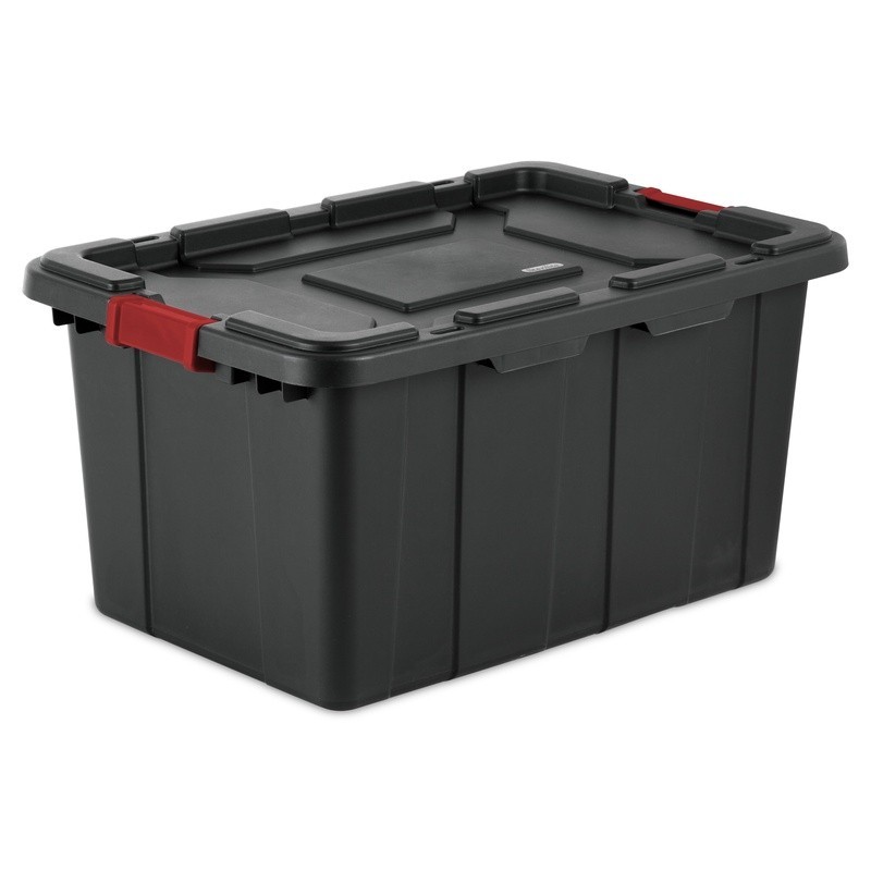 Heavy Duty 27 Gal Industrial Storage Tote Plastic Bin W/ Latch Lid 4 Count New