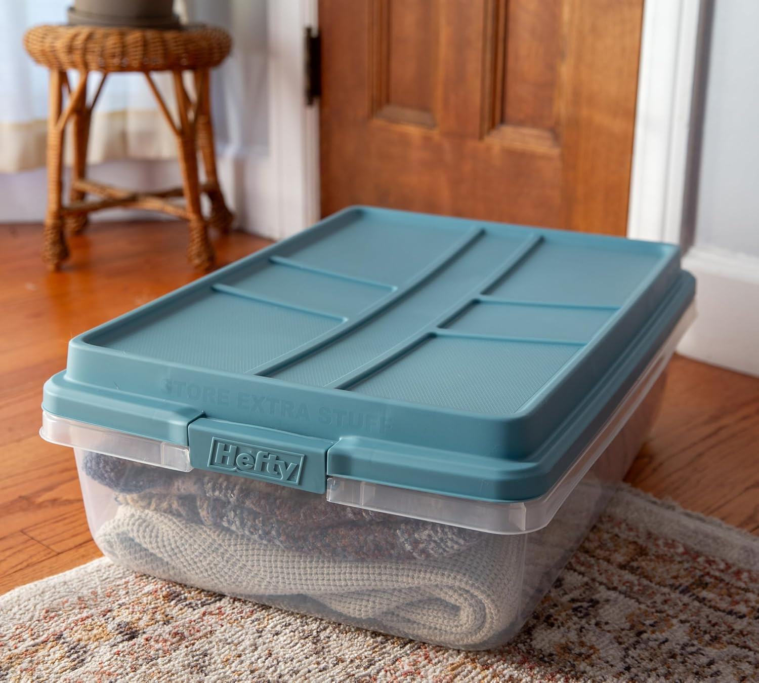 40 Quart Hi-Rise Storage Bin with Lid, Stackable Plastic Container Tote for Home