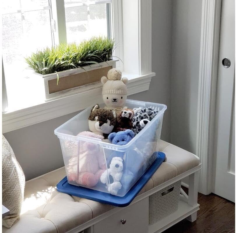 Spacious 56Qt Clear Storage Tote – Organize Your Space Effortlessly!
