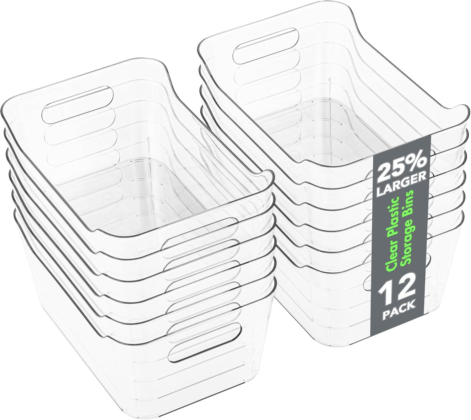 Tiawudi 12 Pack Plastic Storage Bins, Multi-Use Organizer Bins, Pantry Organizer