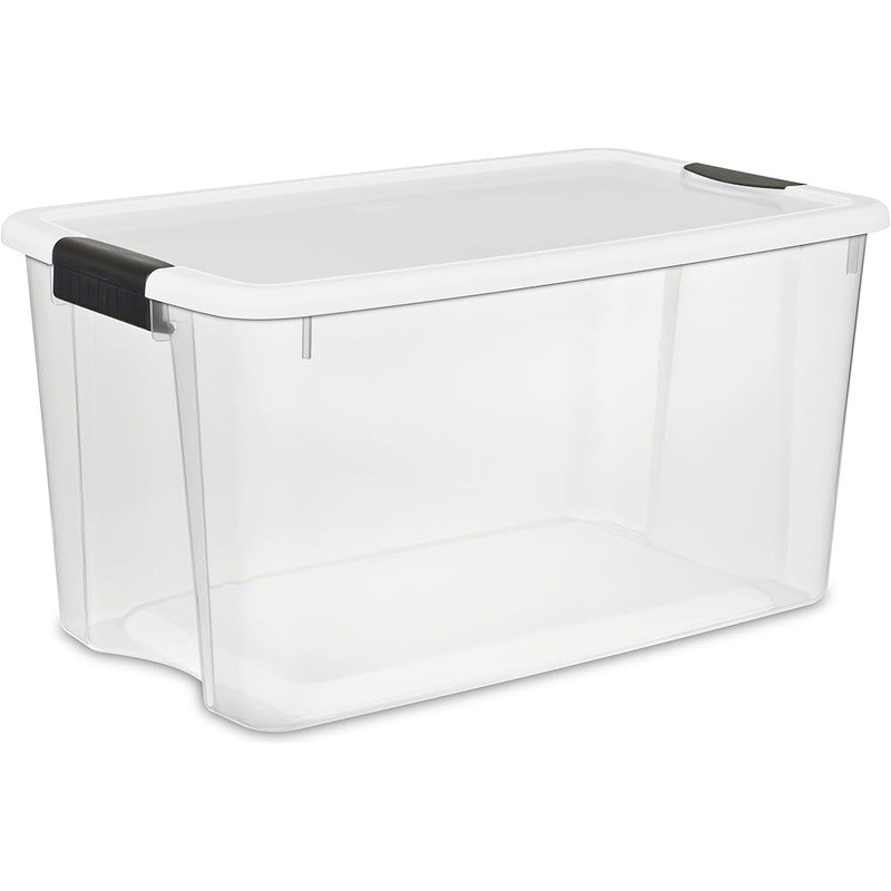 Stackable Clear Storage Boxes Heavy Duty Latches Organize Garage Closet New
