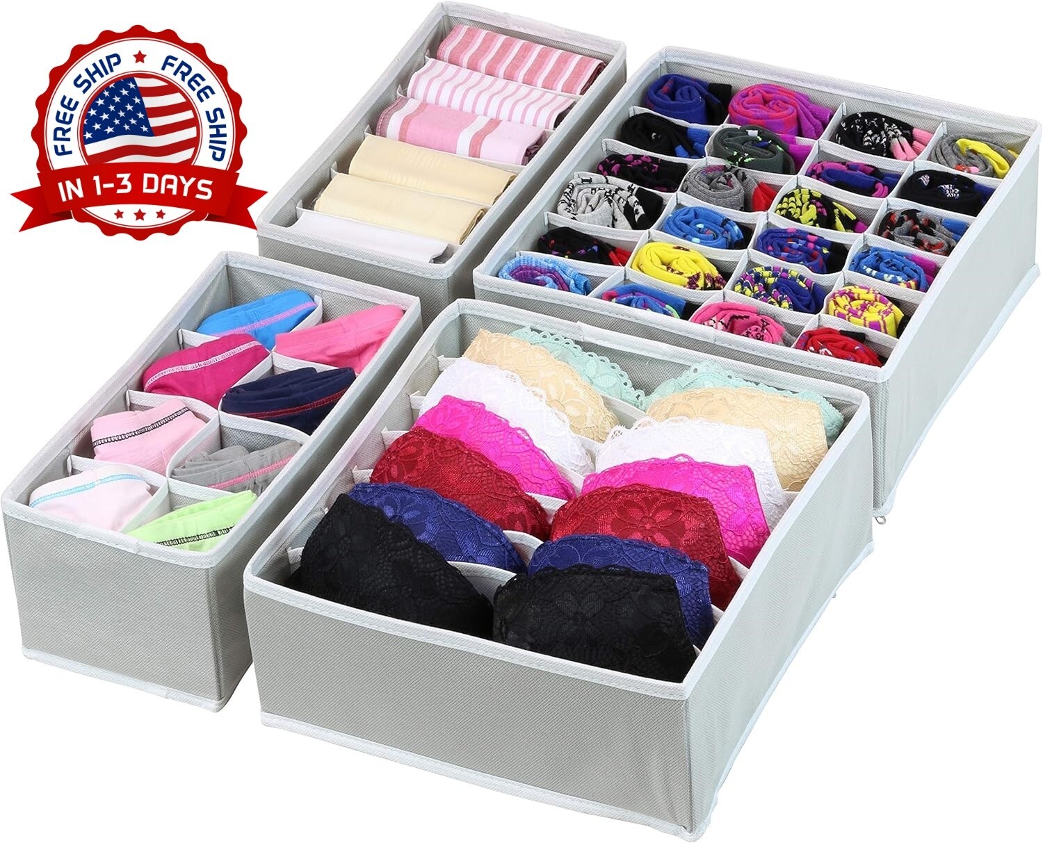 Divisor organizador de cajones para calcetines y ropa interior con 45 celdas NEW