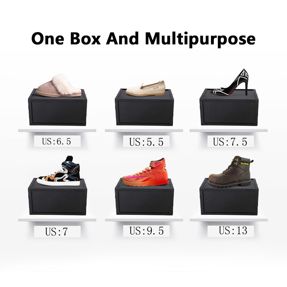 4/8x Foldable Shoe Box Storage Magnetic Stackable Plastic Sneaker Case Organizer