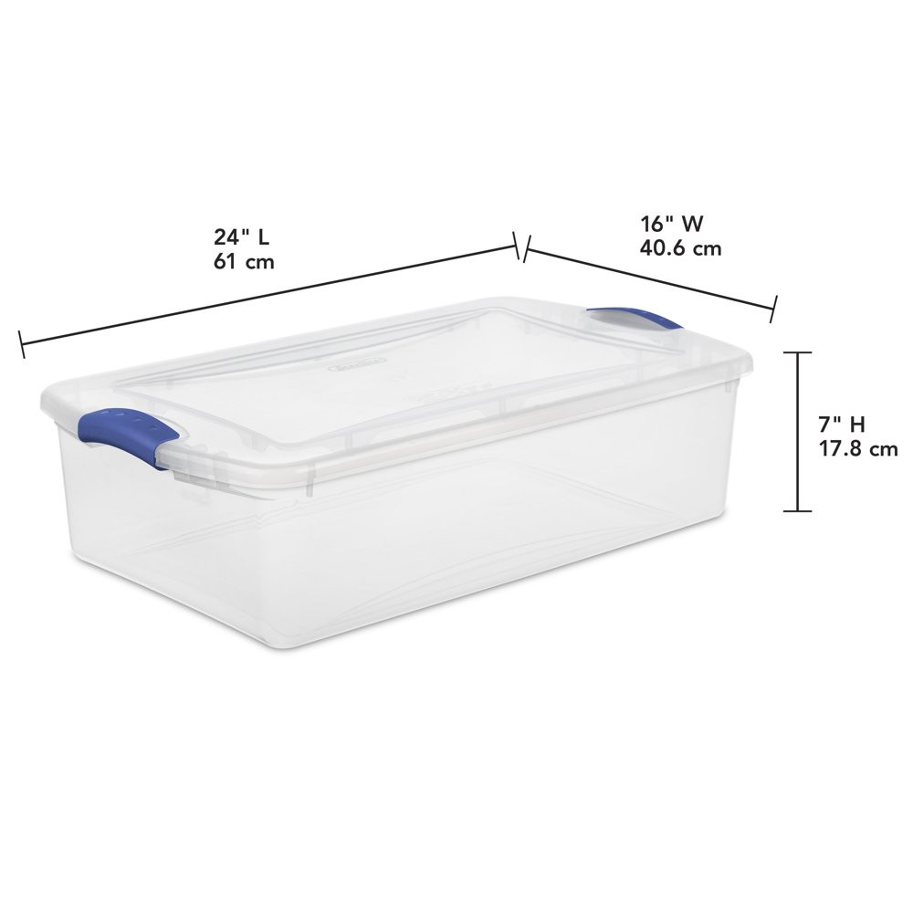 Clear Plastic Latch Box Plastic Under bed Multipurpose Storage Box 32 Qt