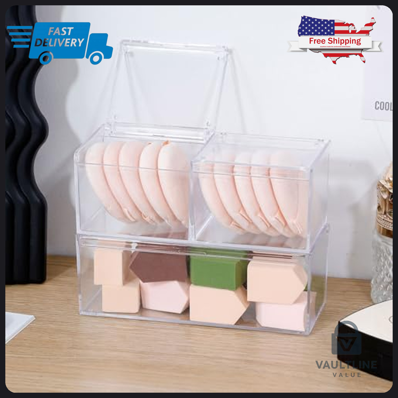 2 Pack Goxitax Clear Plastic Bathroom Canisters – Stackable Storage Containers