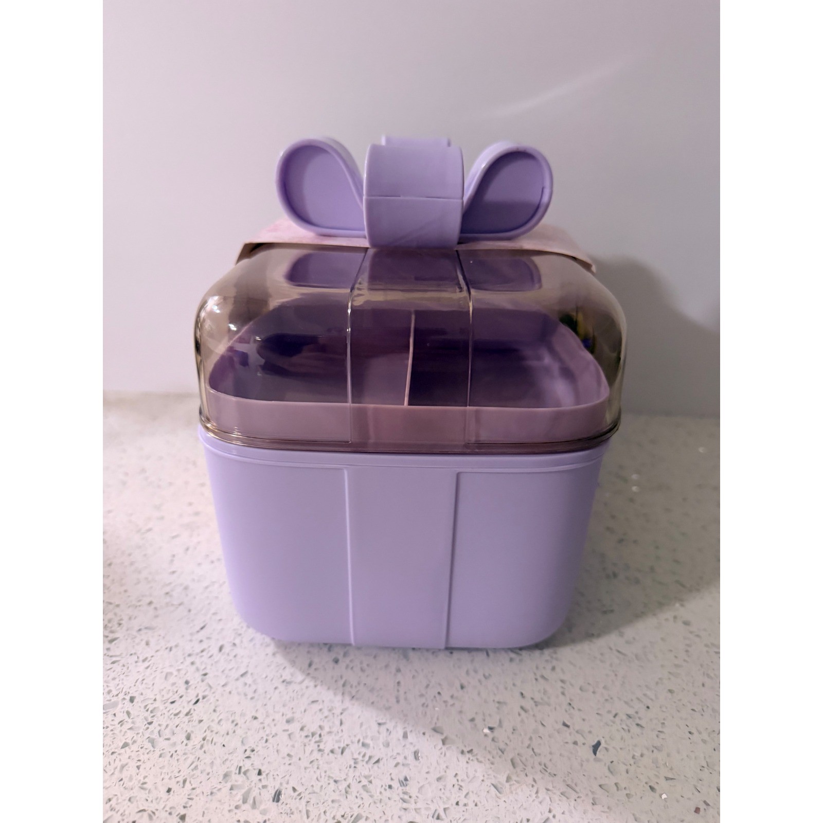 Mystic Art Supplies Multilevel Storage Box Purple Bow Handle Removable Tray NEW