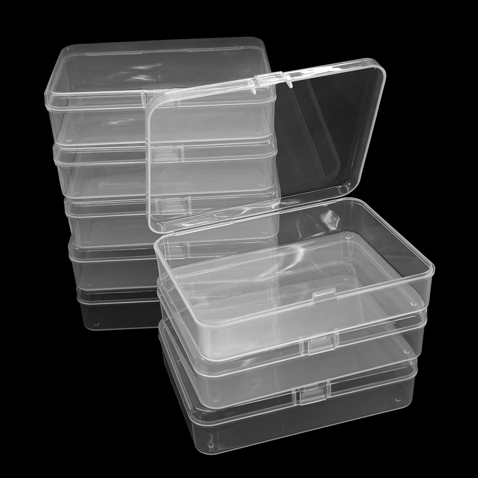 8Pcs Clear Storage Containers, Mini Plastic Organizer Boxes with Lids for Bea…