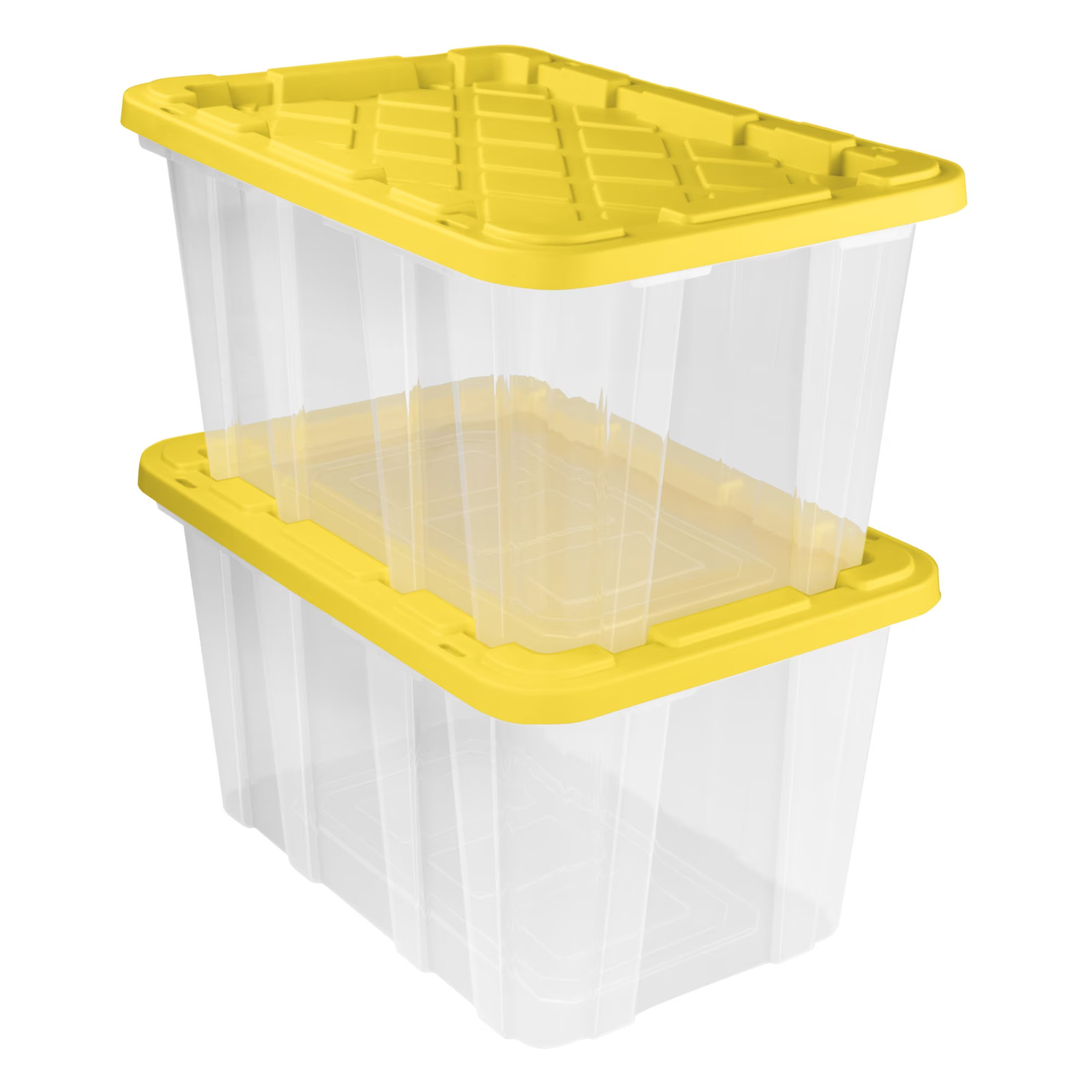 4 Pack Sterilite 27 Gallon Clear Storage Tote Bin w/ Snap Lid Yellow
