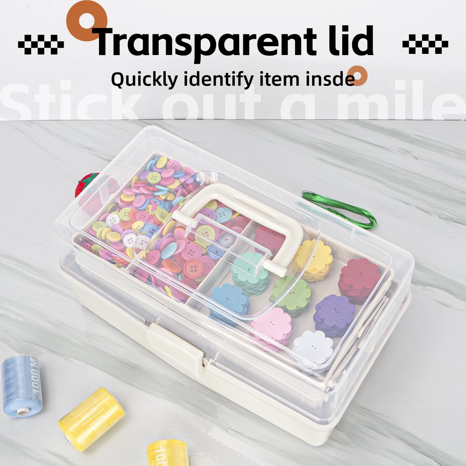 12.5in 3-Layer Multipurpose Craft Organizers and Storage with Adjustable Divi…