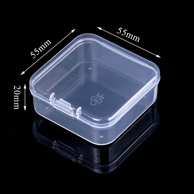 Clear Case Hook Container Plastic Small Mini Earplugs Jewelry Box Square Storage