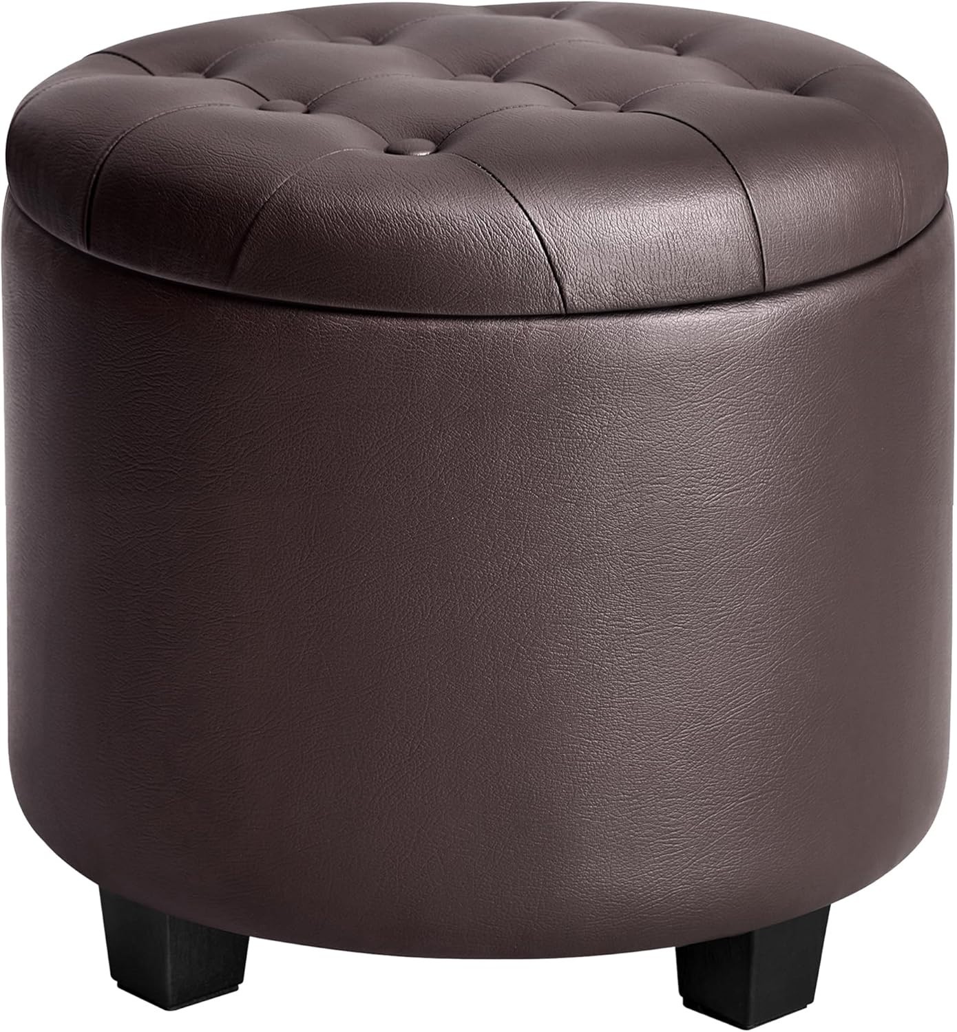 SONGMICS Round Ottoman, Ottoman with Storage