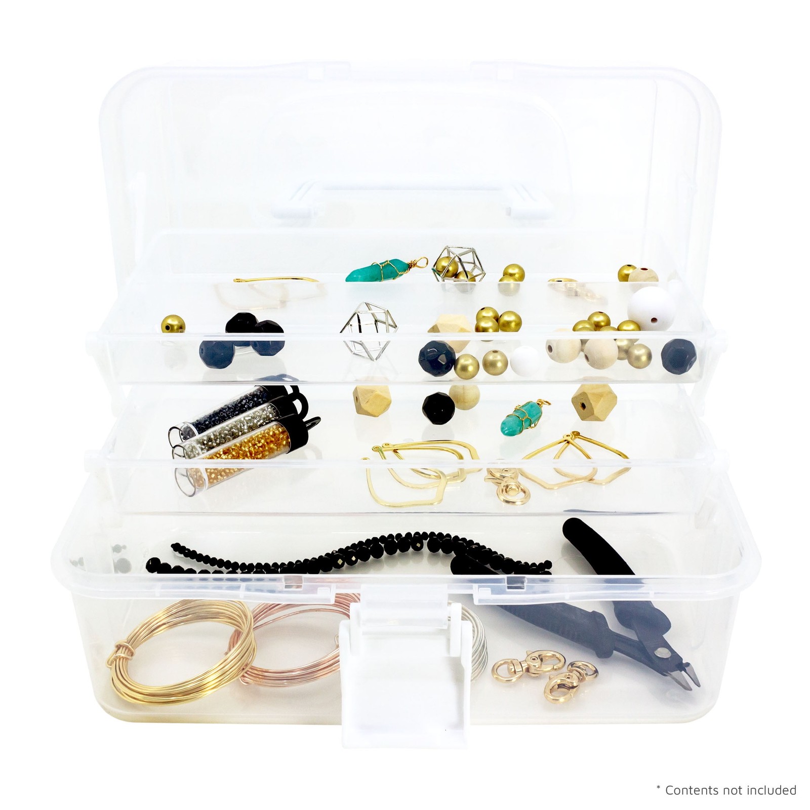 Two Tray Multi-Purpose Storage Case Organizer Jewelry & Arts & Crafts Clear