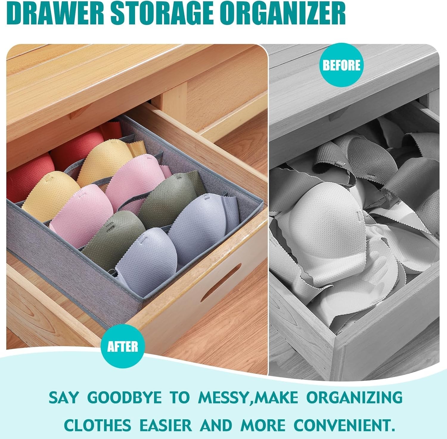Drawer under Cabinet Clothes Organizer 5 Cell Foldable Storage Cubes Underwea…
