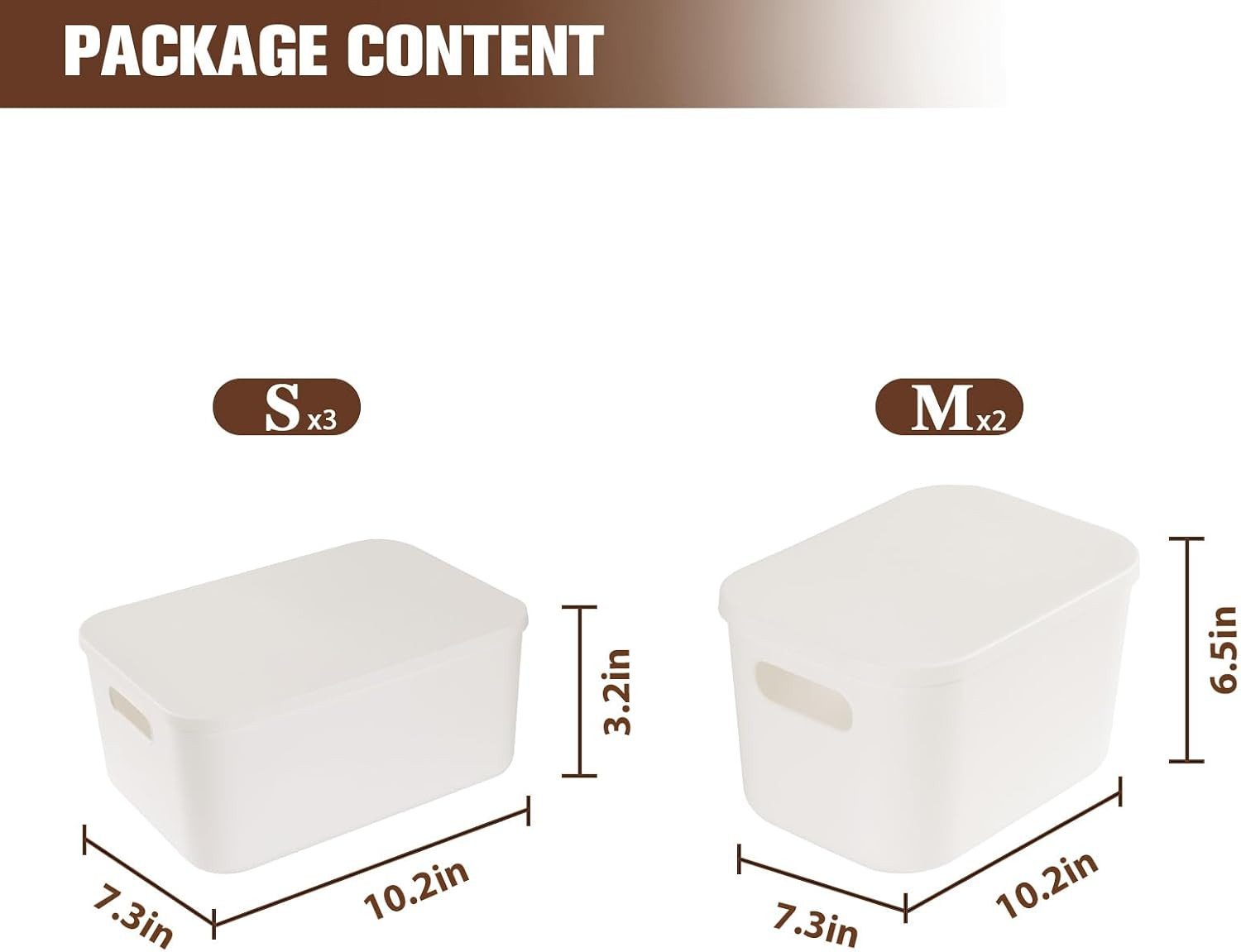 Large Plastic Storage Bins with Lids – 5PCS Organizer Baskets for Home & Office