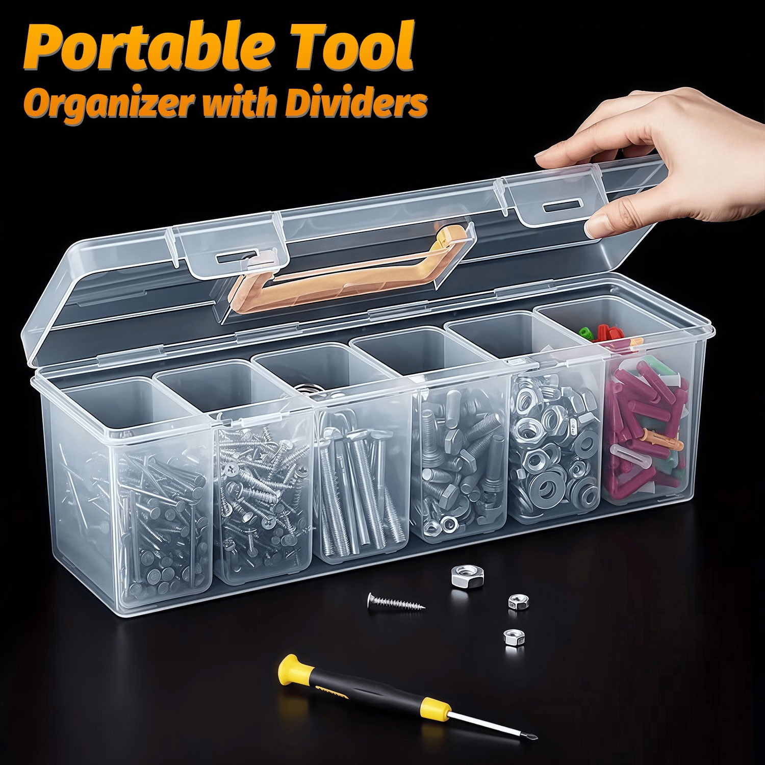 1pcs Storage Box Rectangular Plastic Transparent With Lid Container Case Holder