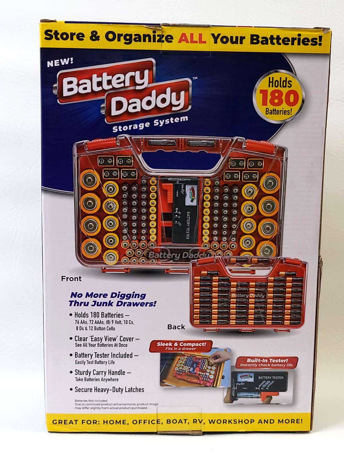 180 Battery Daddy Storage System Caddy Organizer with Case and Tester