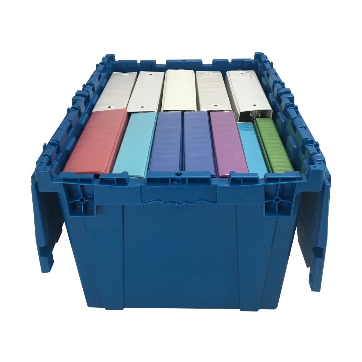 Storage and Packing Plastic Tote Crate Attached Lid Flip Top, 27&Prime;x17&Prime;x12&Prime;