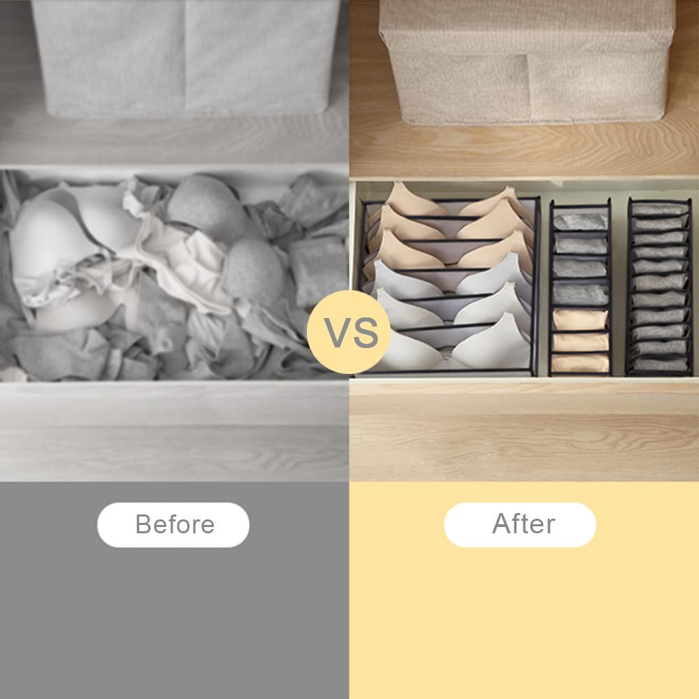 3 Pack Drawer Organizer for Underwears, Sock,Tie Foldable Closet Organizer Dr…