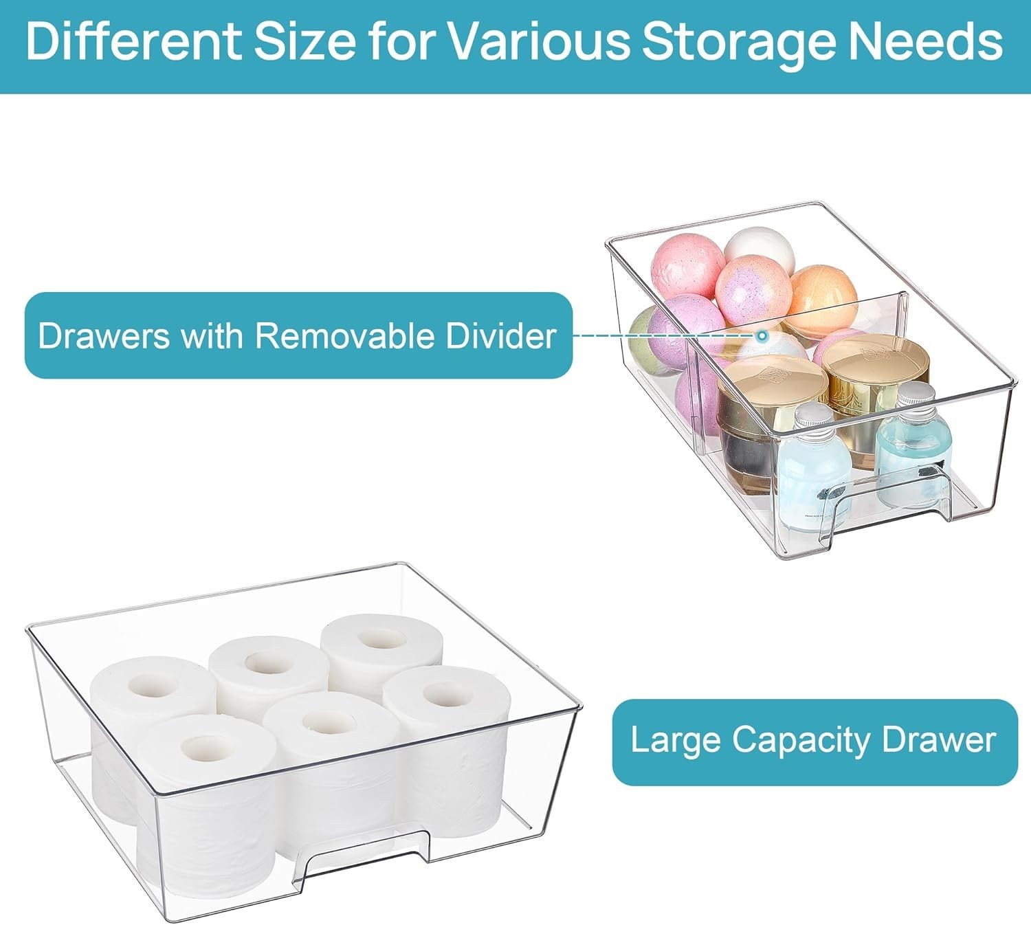Effortless Organization with 3 Pack Stackable Drawers – Non-slip & Functional