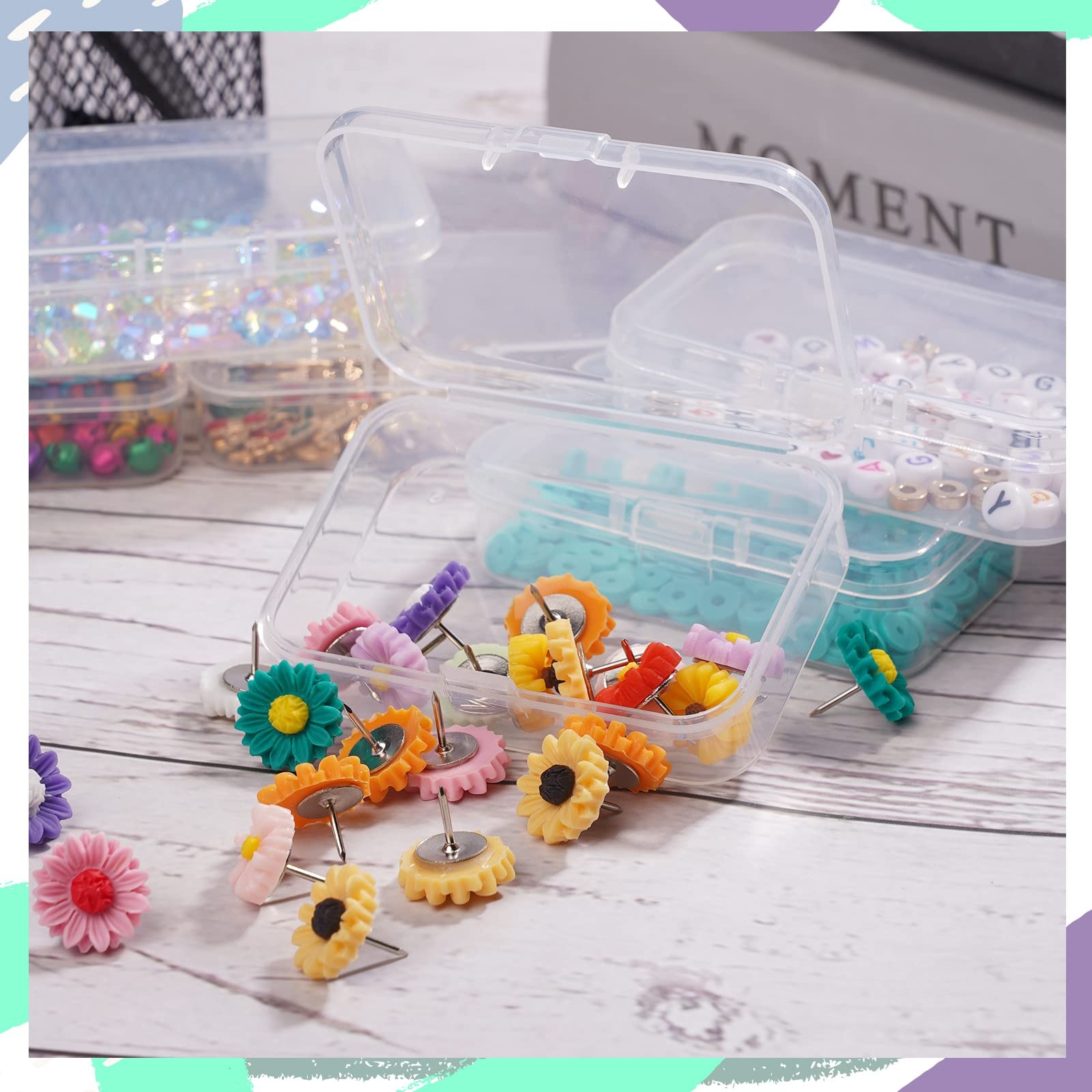 6 Packs Rectangle Small Clear Plastic Storage Containers Box Case with Hinged…