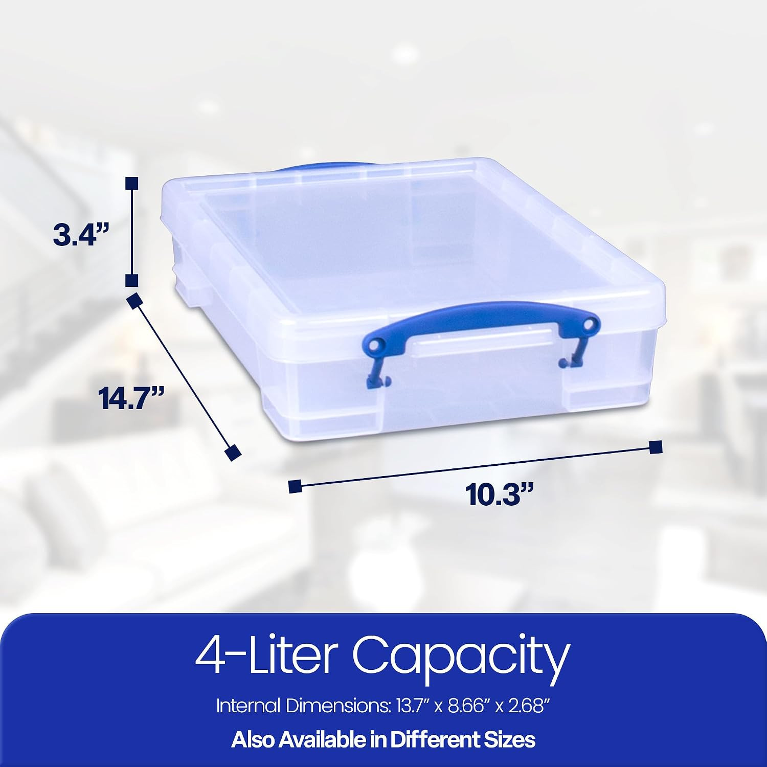 Stackable 4L Clear Storage Containers with Snap Lid & Clip Lock Handles – 3 Pack
