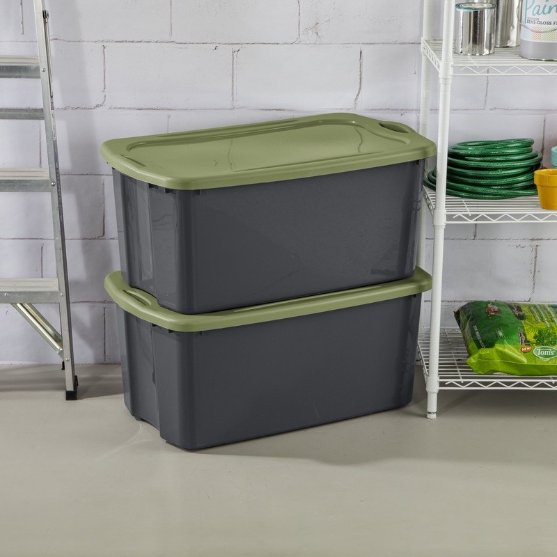 EZ Carry Storage Boxes Totes Stackable W/ Handles Household Organization New