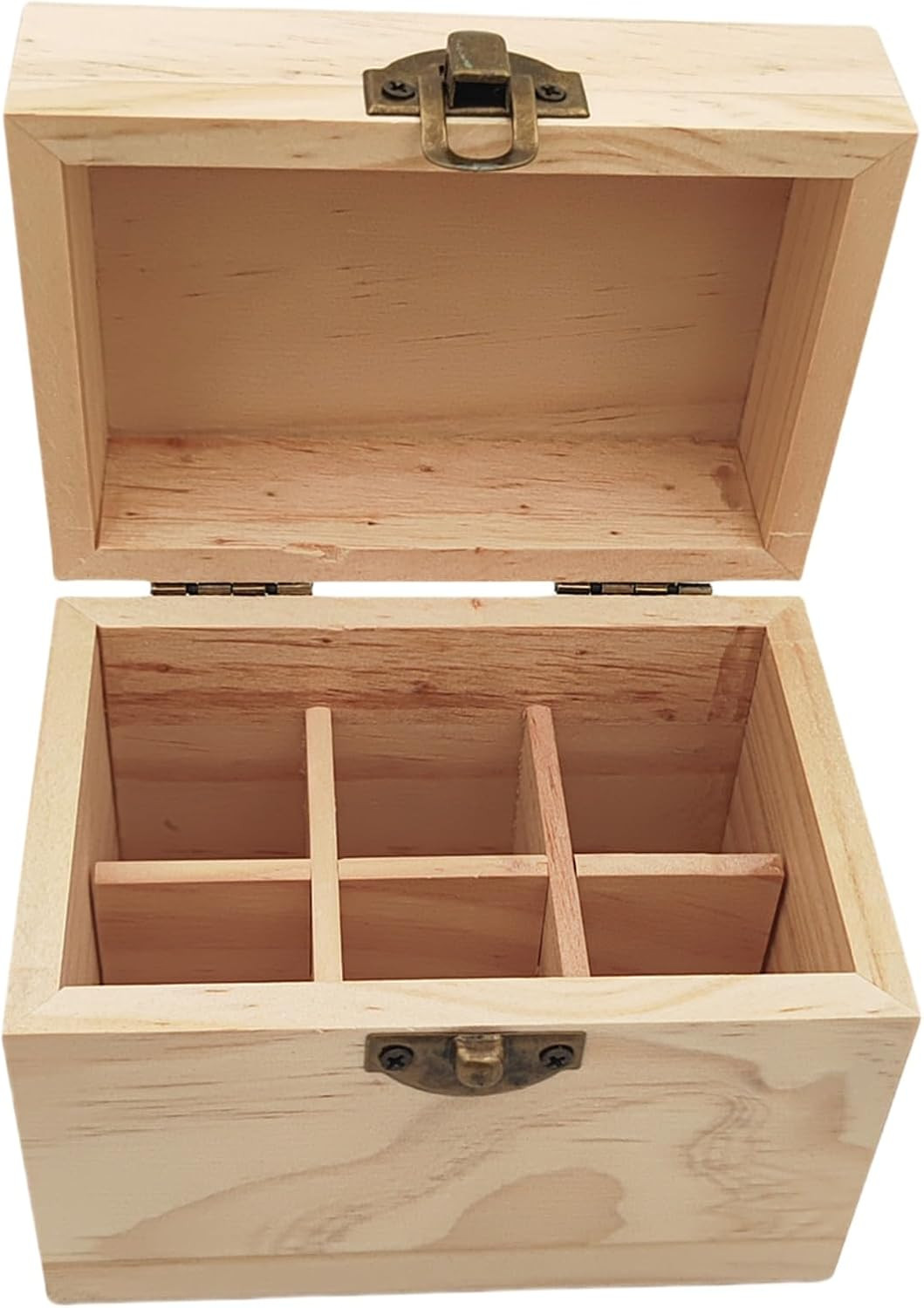 Unfinished Wooden Storage Organizer Box with Lid, Unpainted Wood Case Box for Sm