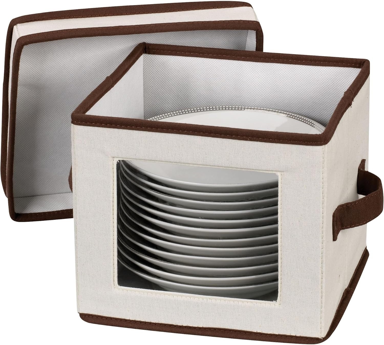 Durable Hard-Sided Storage Box for 12 Desserts Plates/Bowls, Felt Cushions
