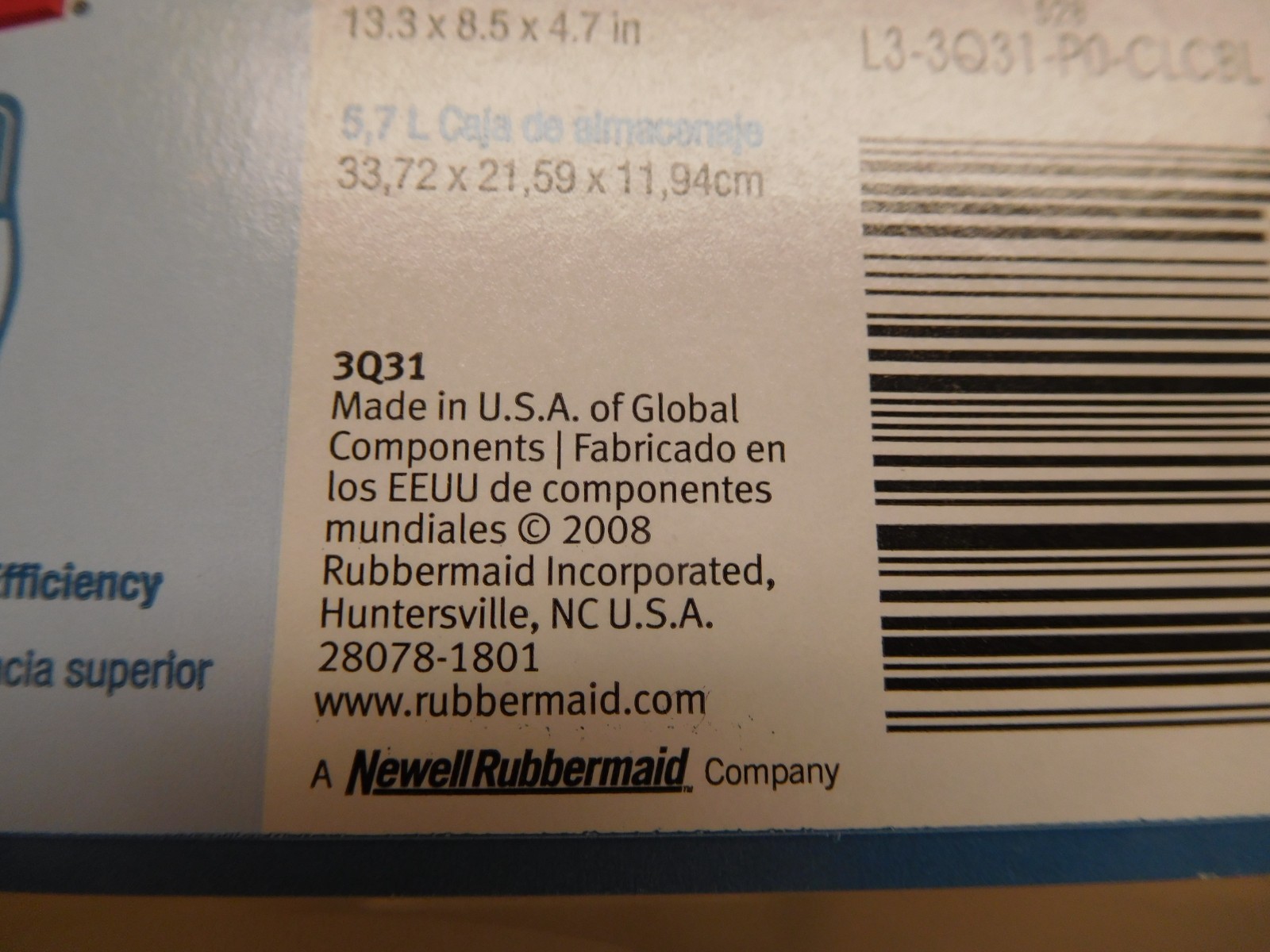 (Lot of 2) Rubbermaid Clever Store 6.5 Qt Rectangular Storage Containers — 2008