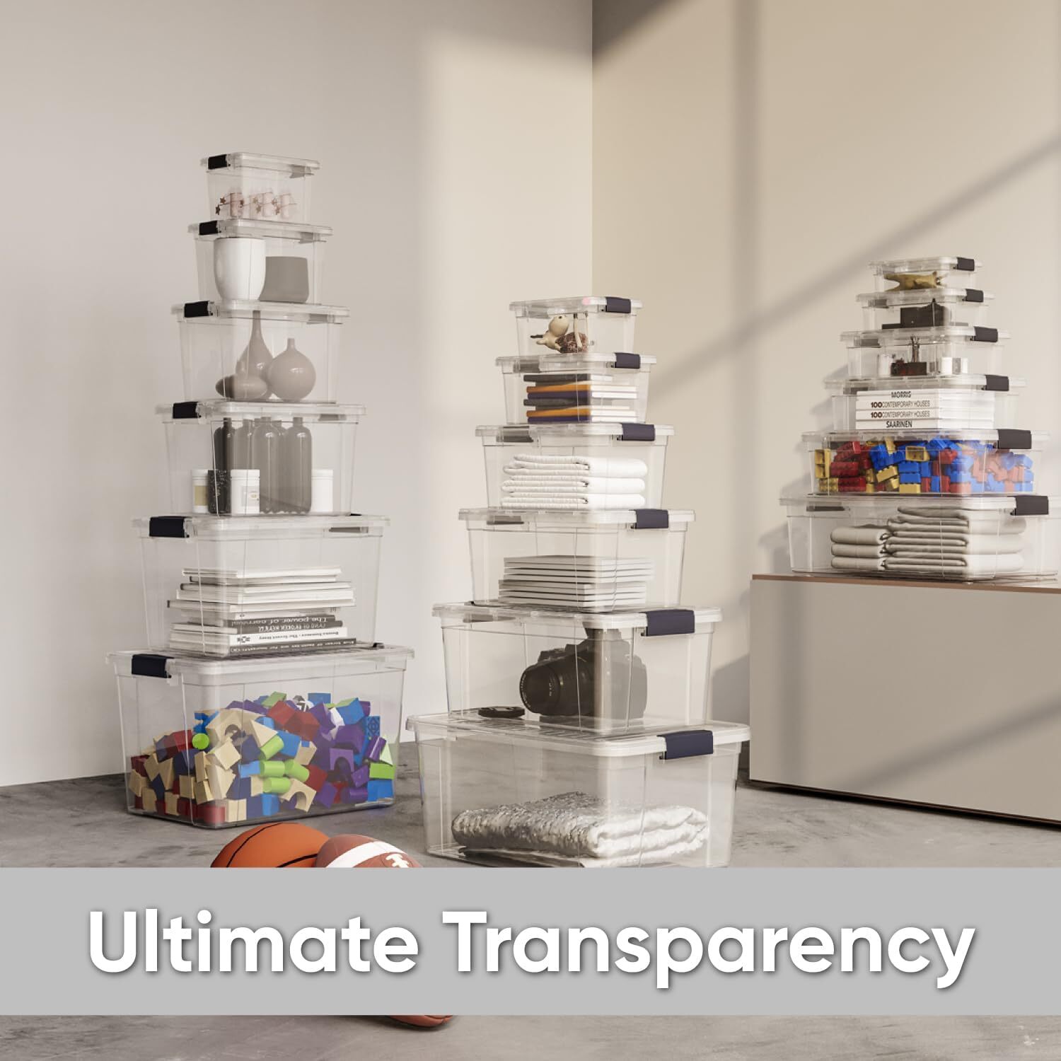 Superio Clear Storage Bins with Lids, 6 Pack- Plastic Storage Boxes – 4.5 Quart