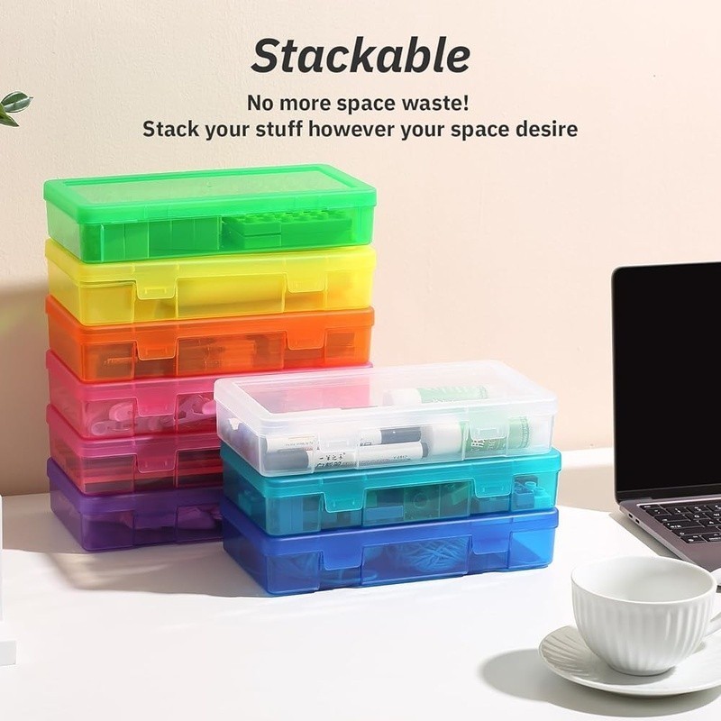 Stackable Plastic Storage Boxes Organizers Home Office Classroom Travel 9 Pack