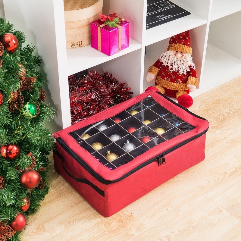 Ornament Storage Box 48 Compartment Organizer Christmas Decorations W/ Dividers