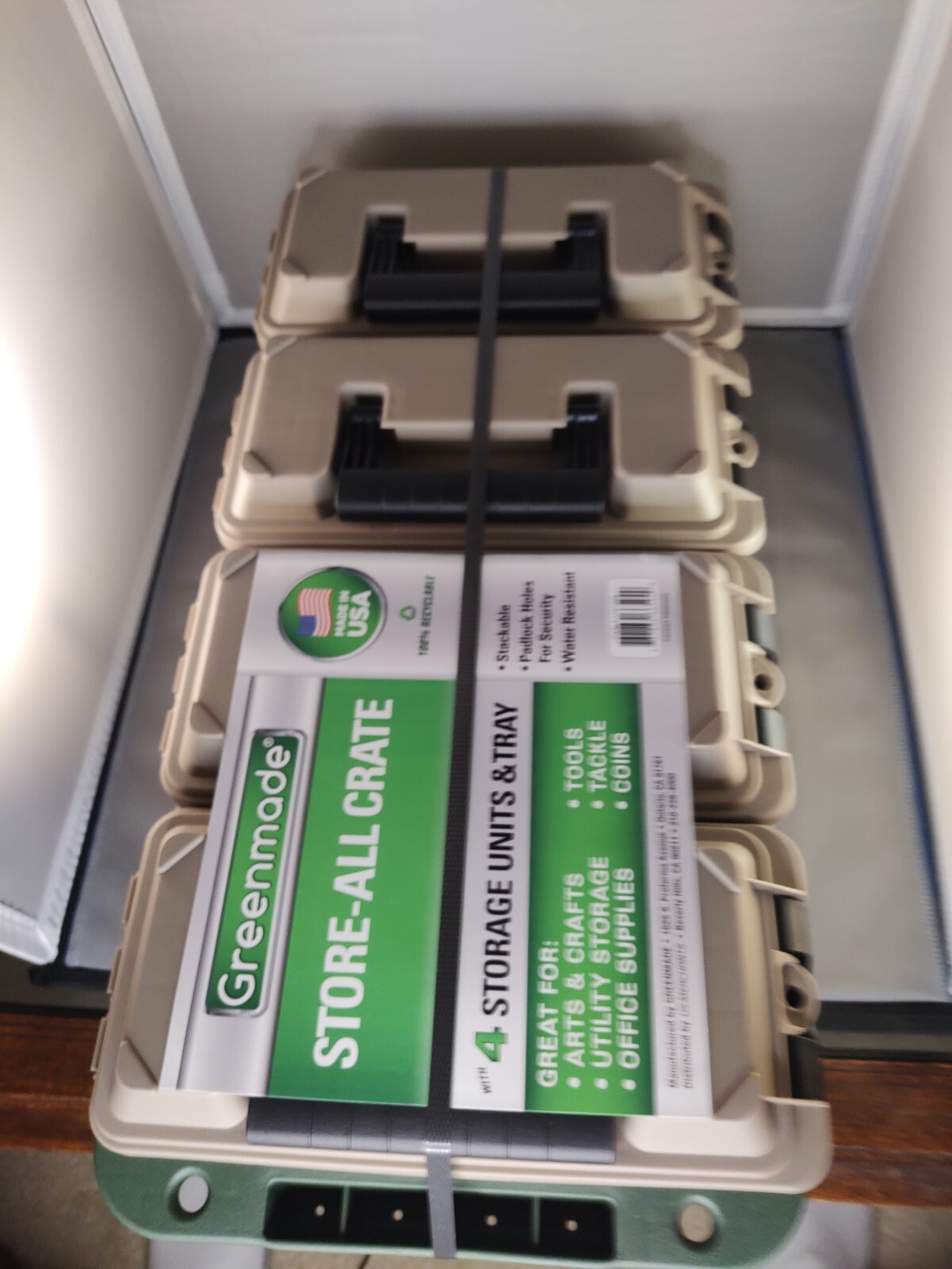 STORE-ALL CRATE 4 Pack Brand New Lockable Water Resistant w/tray Made In The USA