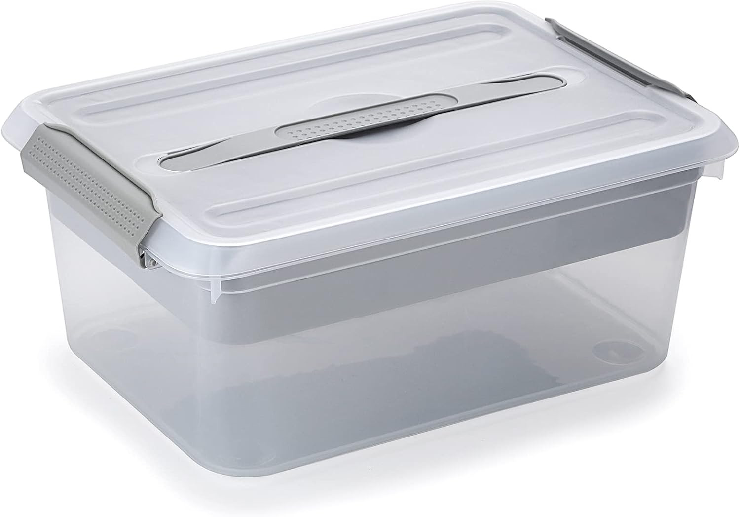 BTSKY Stack & Carry Box, Clear Plastic Storage Container Stackable Home Utility