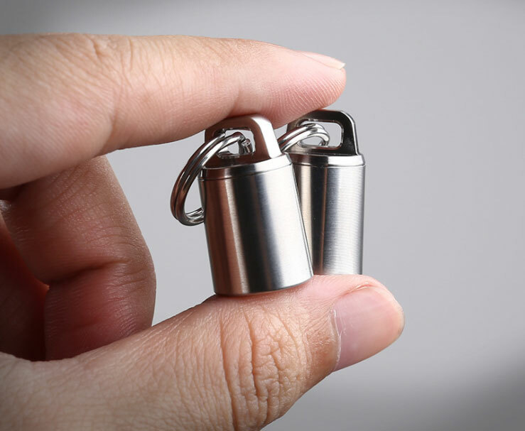 Mini Titanium Keychain Storage Box Pill Capsula Case Outdoor Portable EDC Tool